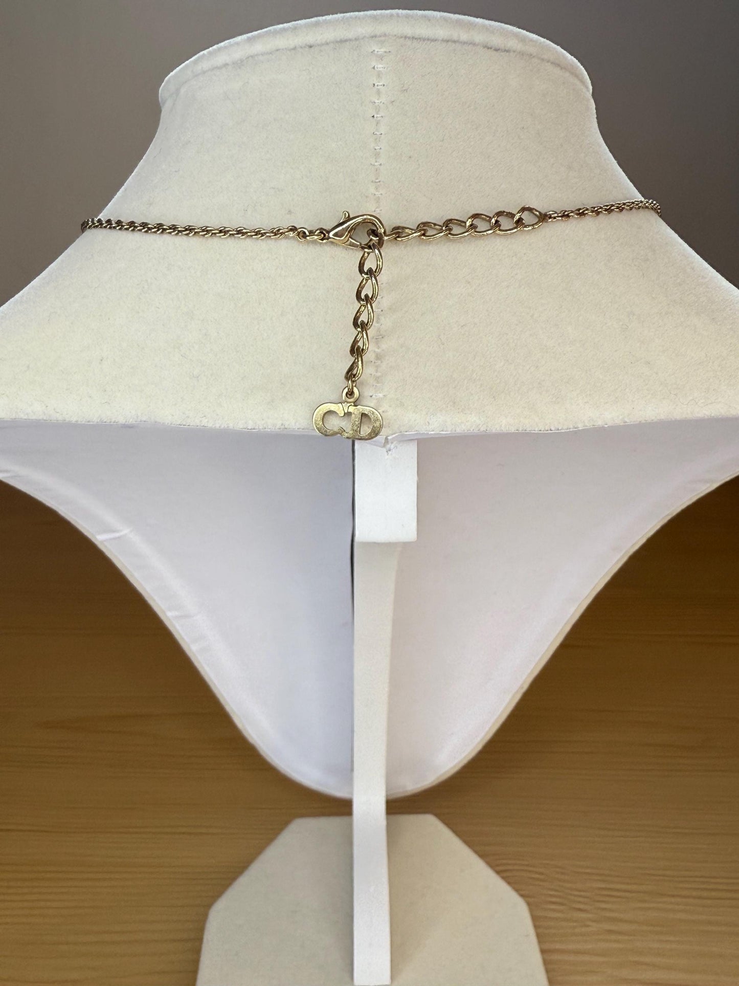 Christian Dior Vintage “CD"with drop pearl Necklace