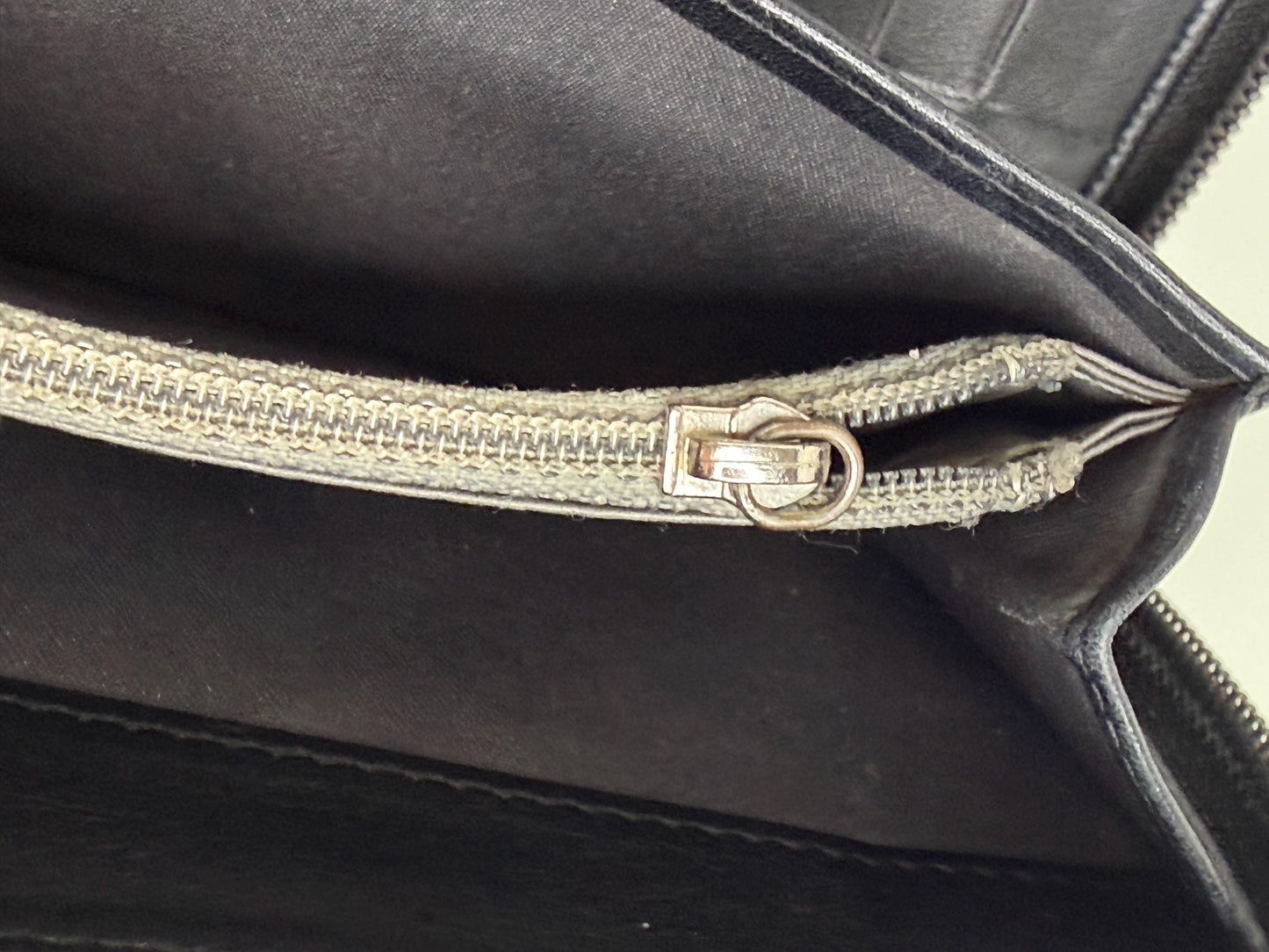 Chanel Black Patent Zipper Long Wallet with flowers