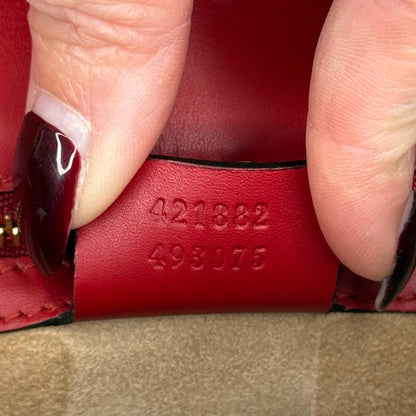 Gucci Red Leather Sylvie Sholuder Bag