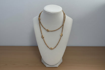 Christian Dior Vintage Gold CD Logo Rope Necklace