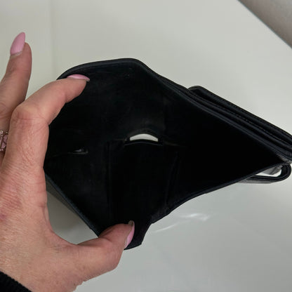 Chanel Black CC Compact Caviar Leather Wallet