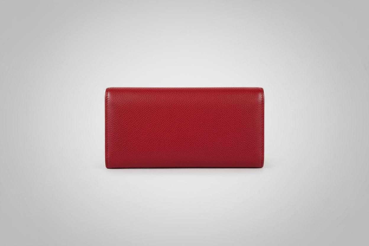Chanel Red Caviar Leather CC Timeless Flap Wallet