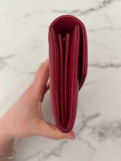 Chanel Red Caviar Leather CC Timeless Flap Wallet