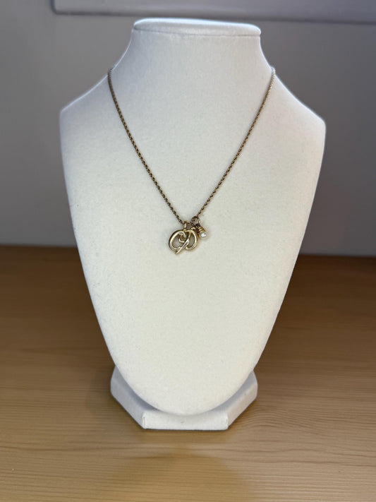 Christian Dior Vintage “CD"with drop pearl Necklace