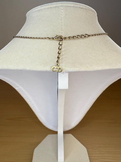 Christian Dior Vintage “CD"with drop pearl Necklace