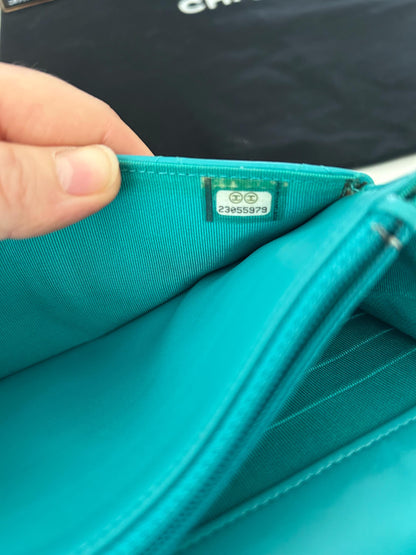 Chanel Classic Wallet On Chain in Teal Quilted  Lamskin Leather