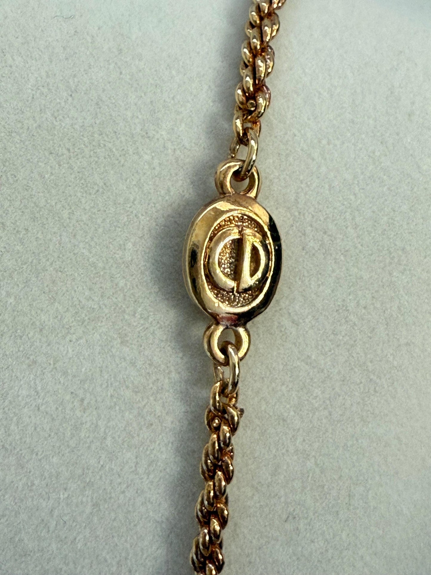 Christian Dior Vintage Gold CD Logo Rope Necklace