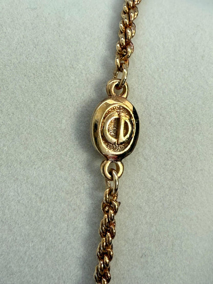 Christian Dior Vintage Gold CD Logo Rope Necklace