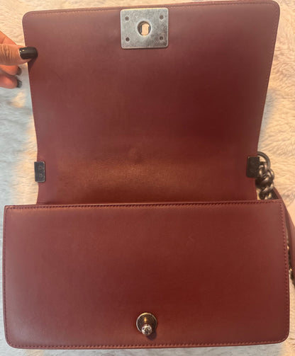 Chanel Velvet Tweed Quilted Medium Boy Flap Burgundy