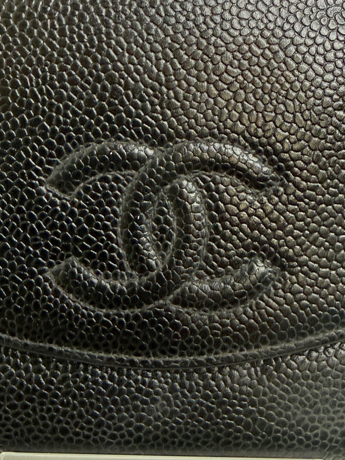 Chanel Black CC Compact Caviar Leather Wallet