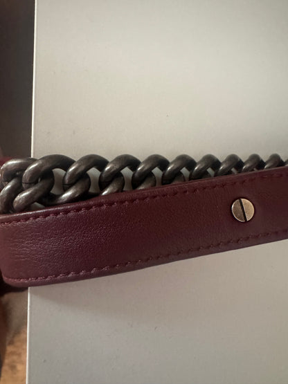 Chanel Velvet Tweed Quilted Medium Boy Flap Burgundy