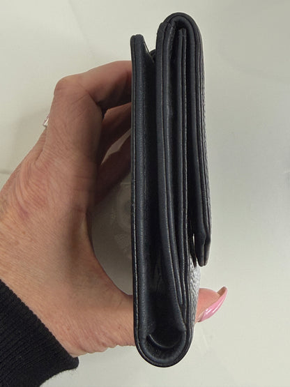 Chanel Black CC Compact Caviar Leather Wallet