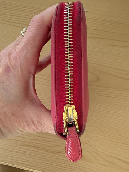 Prada Saffiano Long Zip Around Peonia