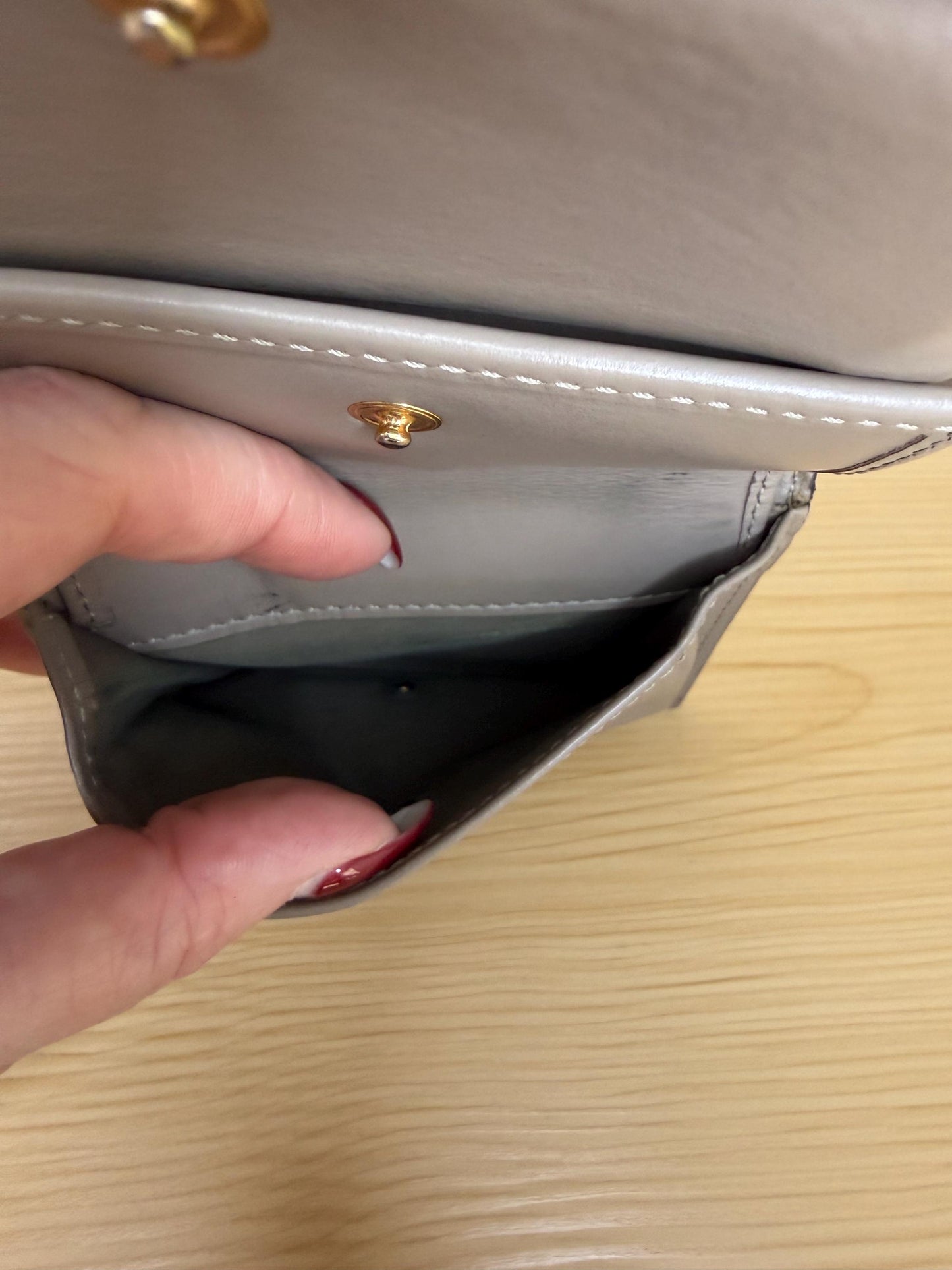 Fendi F Taupe Compact Bifold Leather Wallet