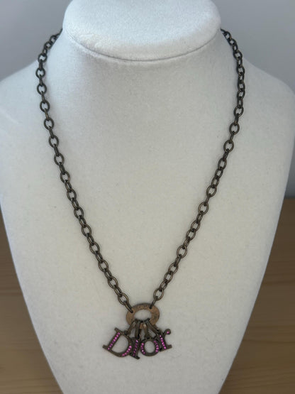 Christian Dior Vintage Bronze with Pink Rhinestone Dior Charm