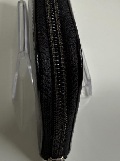 Chanel Black Patent Zipper Long Wallet with flowers
