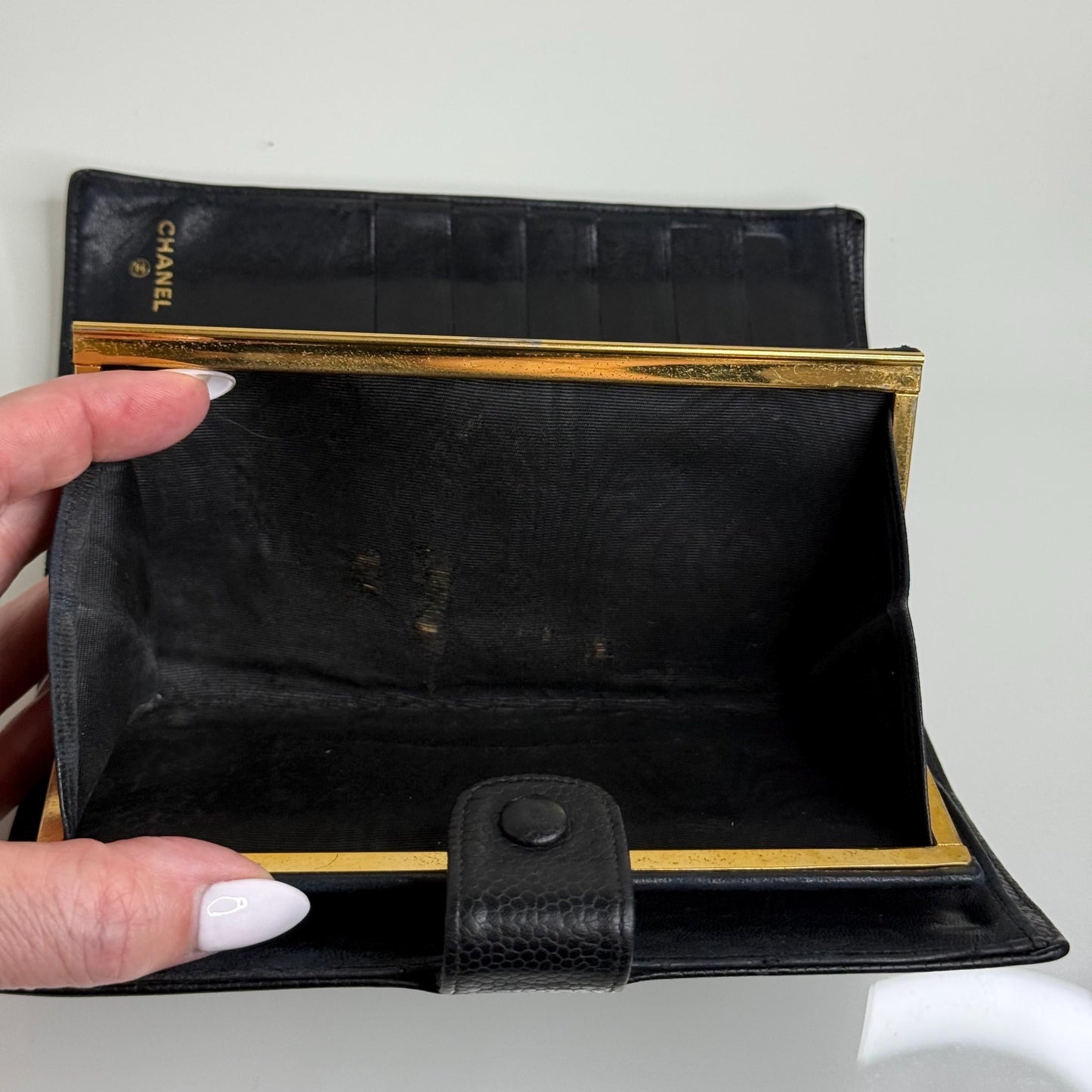 Chanel Coco Mark Black Caviar Leather Wallet