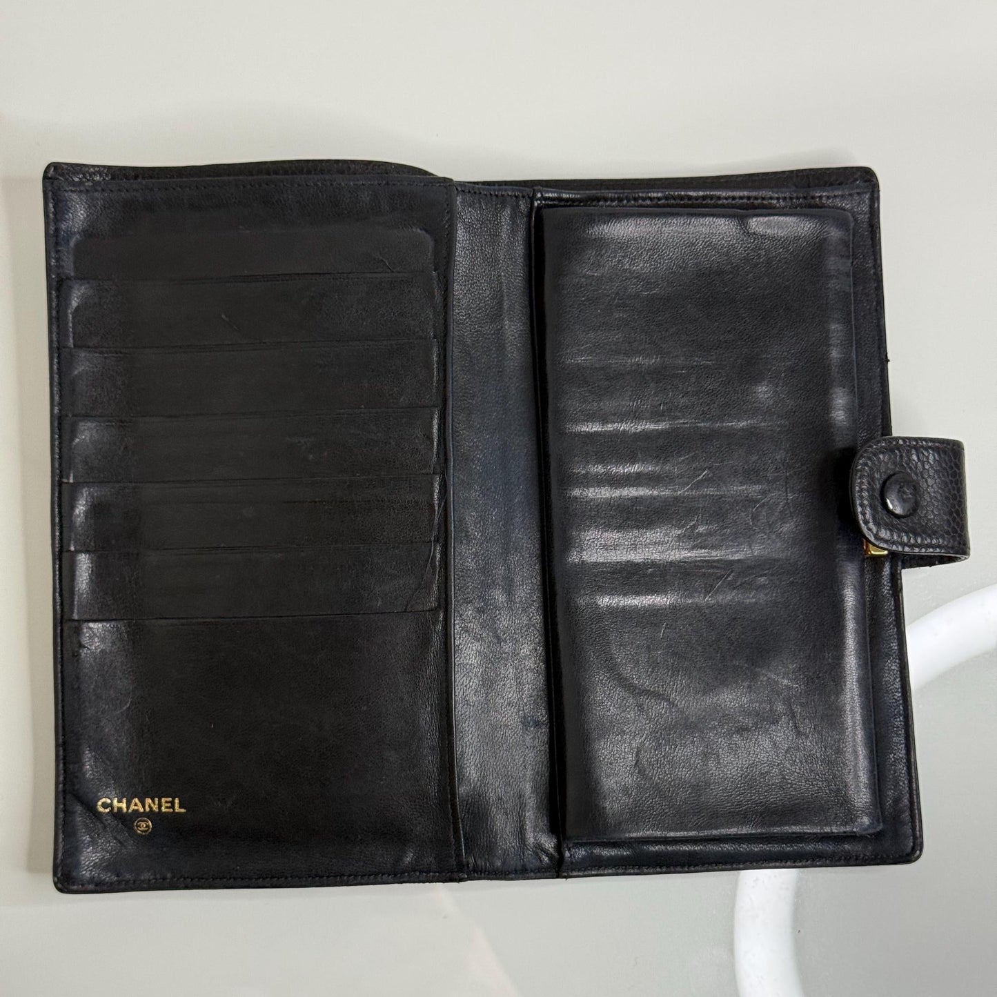 Chanel Coco Mark Black Caviar Leather Wallet