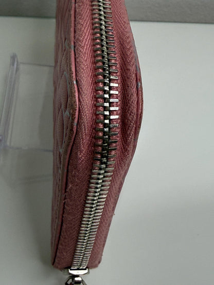 Chanel Pink Matelasse Embossed Lambskin Leather Zip Around Wallet