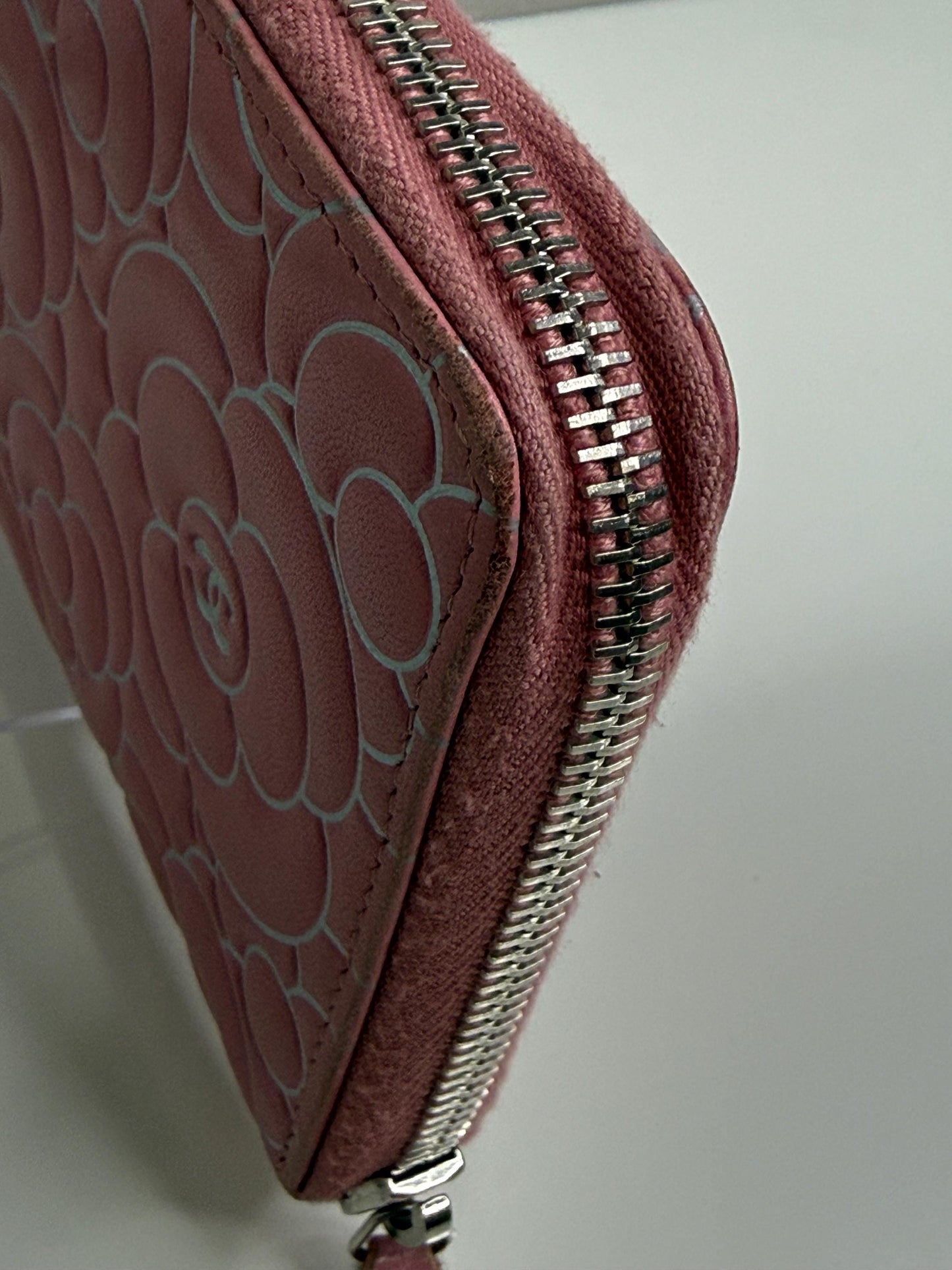 Chanel Pink Matelasse Embossed Lambskin Leather Zip Around Wallet