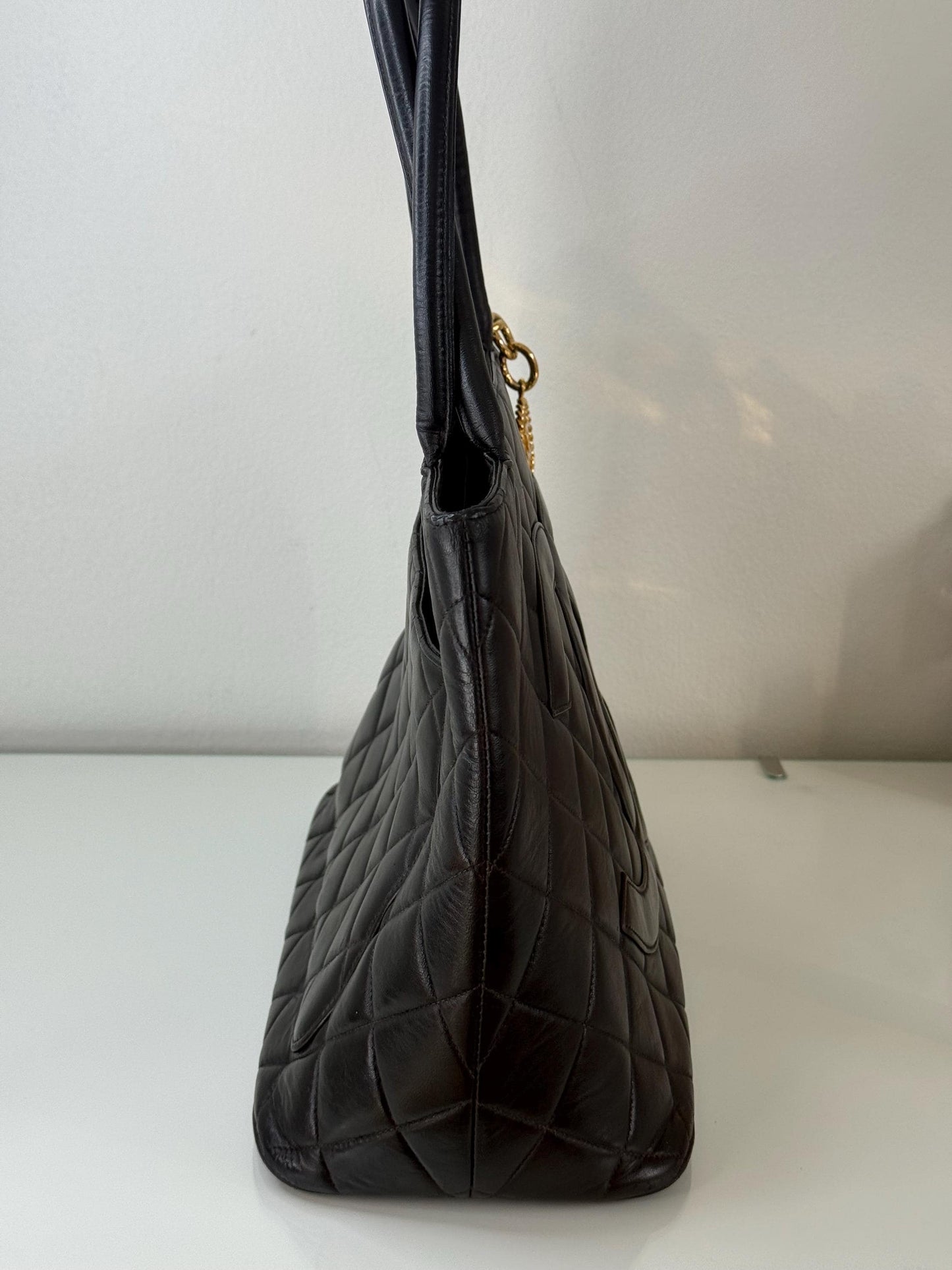 Chanel Vintage Timeless Medallion Black Lambskin Tote