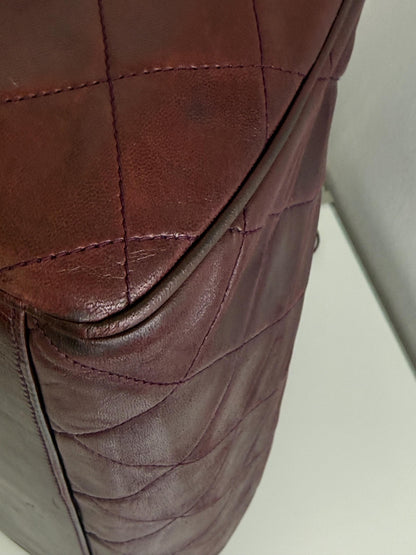 Chanel Vintage Burgundy Wine Quilted Lambskin Camera Bag  1986-1988