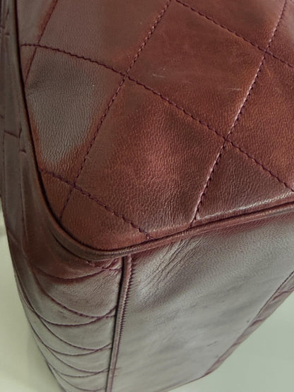 Chanel Vintage Burgundy Wine Quilted Lambskin Camera Bag  1986-1988