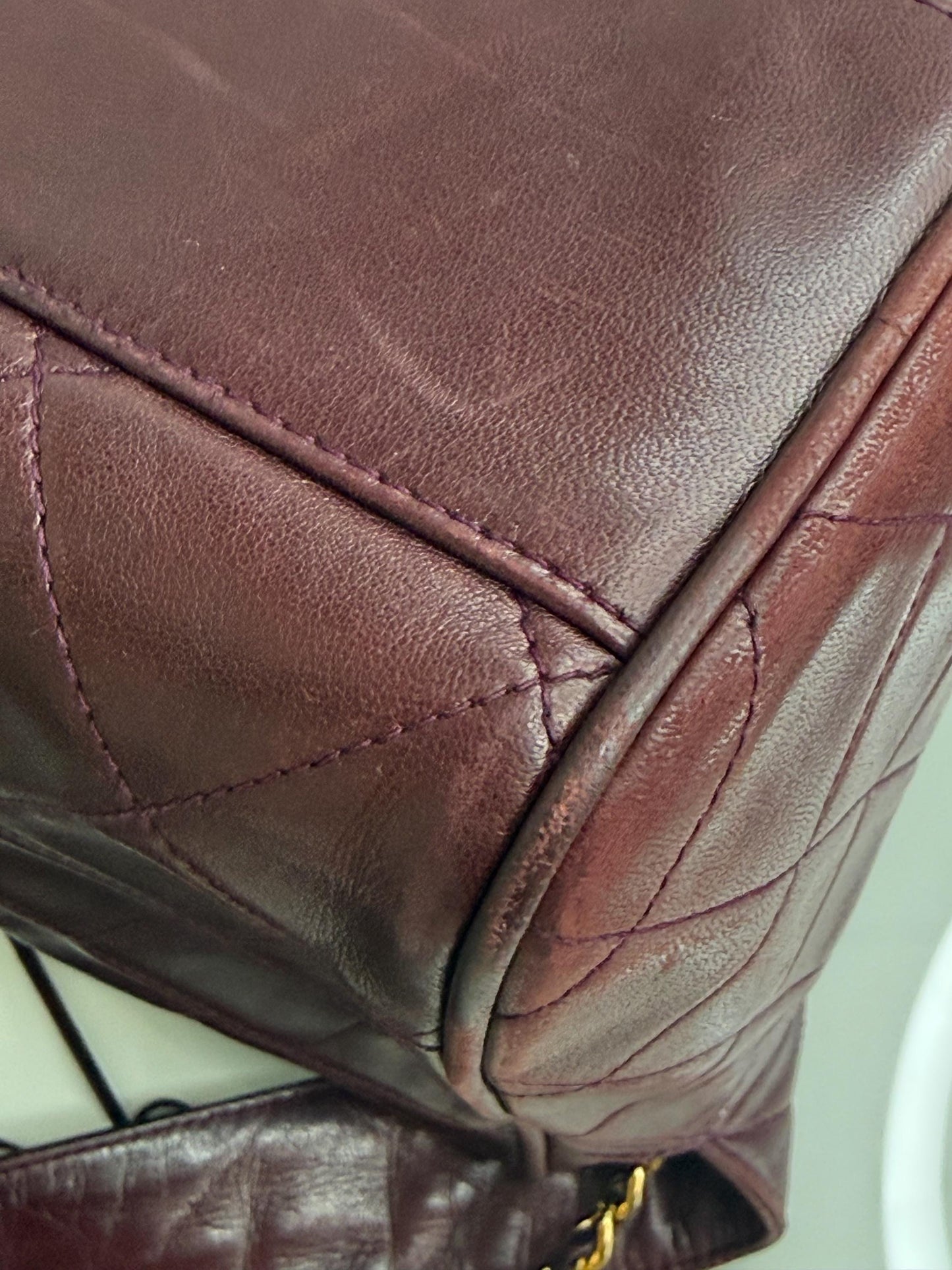 Chanel Vintage Burgundy Wine Quilted Lambskin Camera Bag  1986-1988