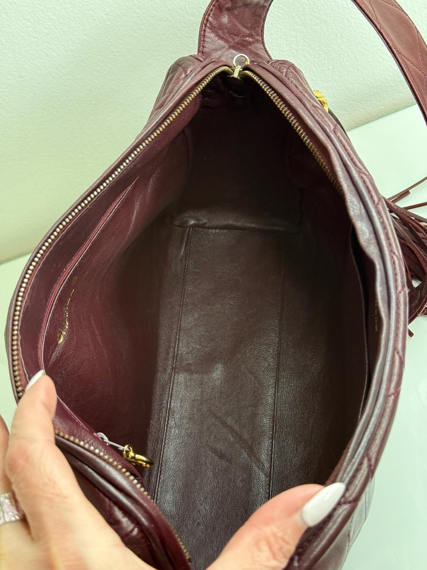 Chanel Vintage Burgundy Wine Quilted Lambskin Camera Bag  1986-1988
