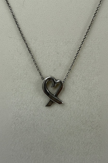 Tiffany Elsa Peretti Sterling Silver Paloma Picasso Loving Heart Necklace