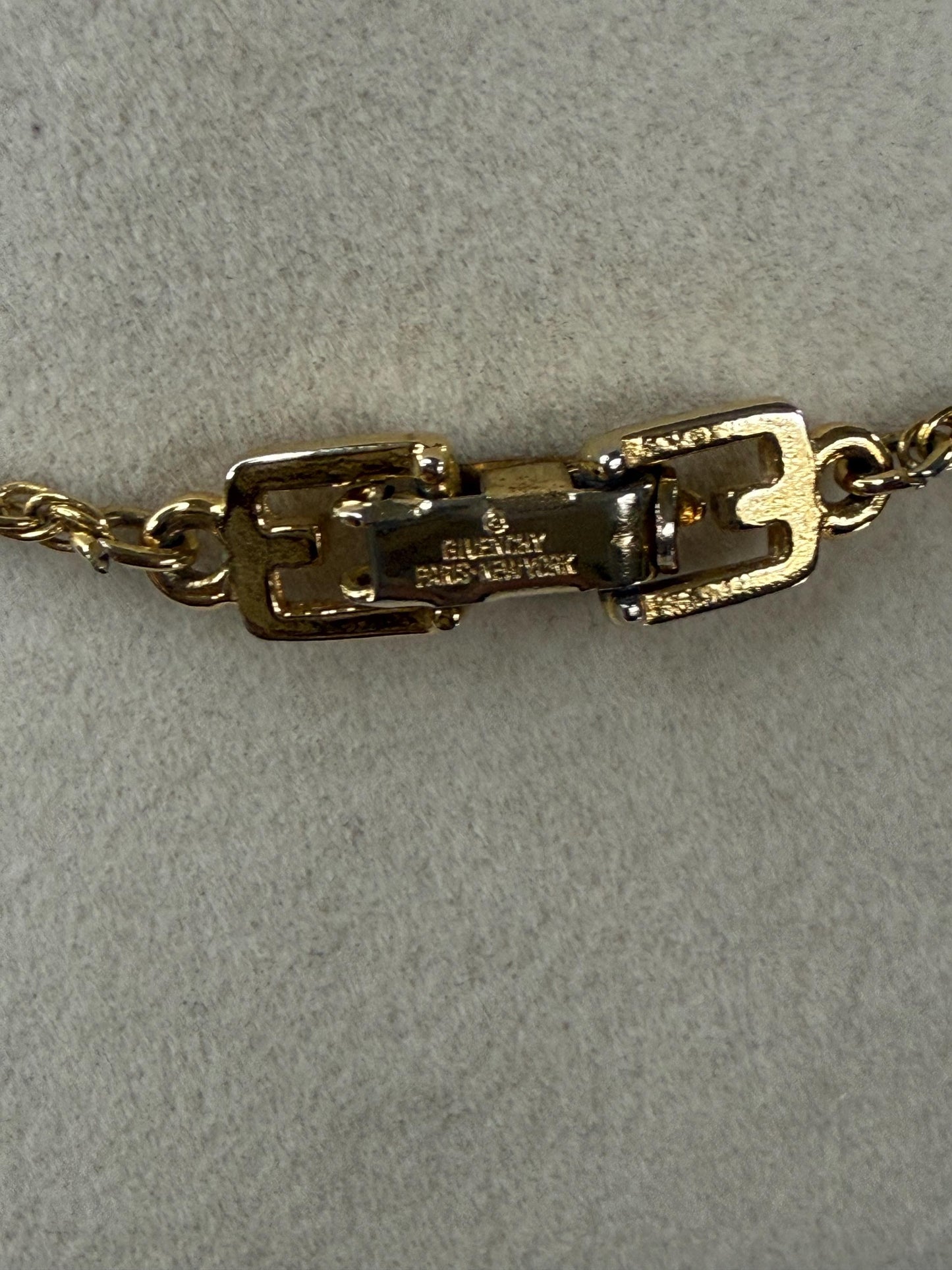 Givenchy Vintage Gold Plated Rhinestone 4G Necklace