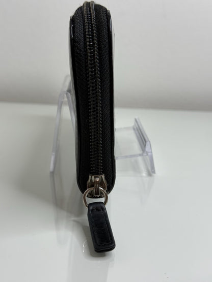Chanel Black Patent Zipper Long Wallet with flowers