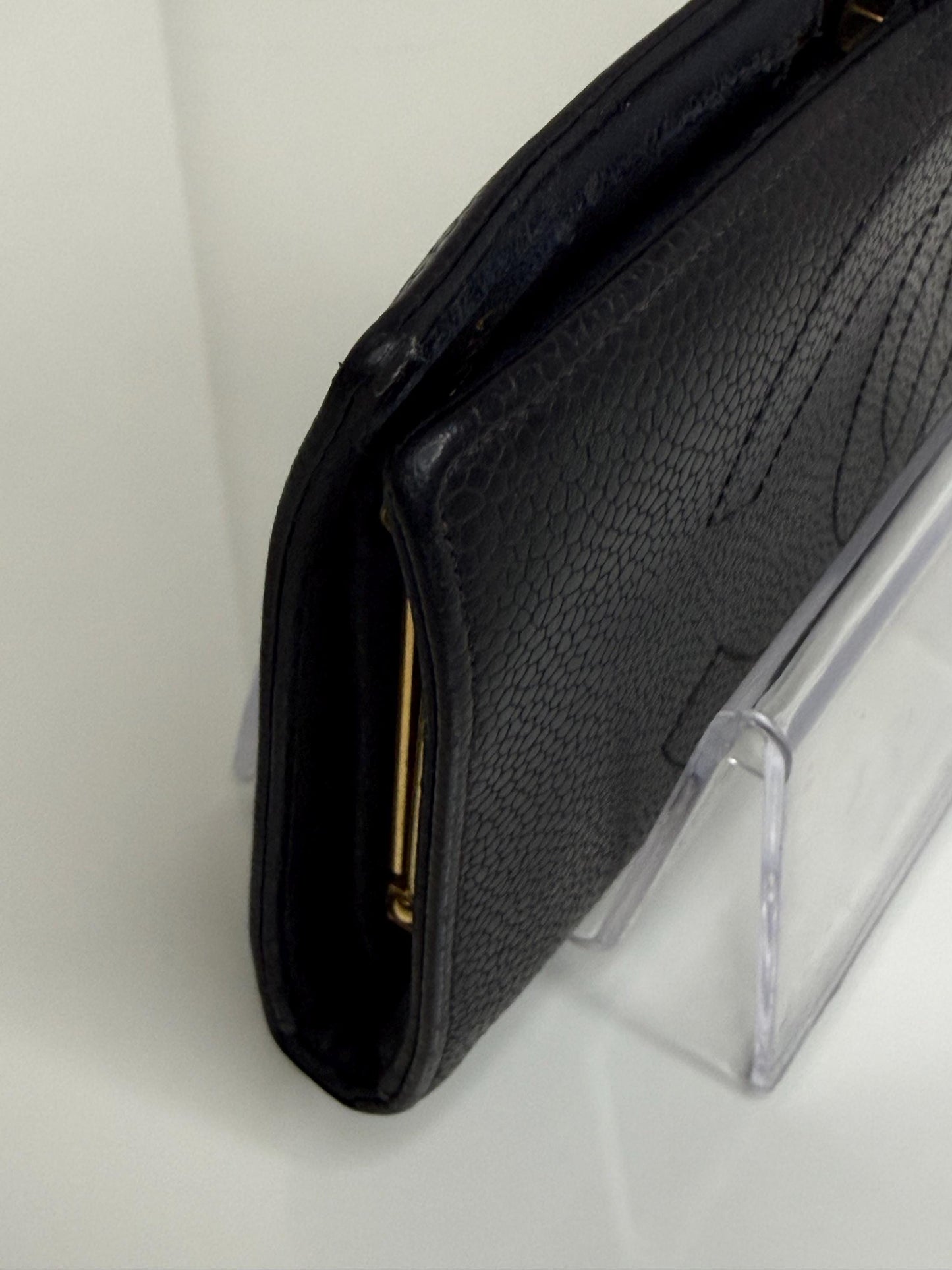 Chanel Coco Mark Black Caviar Leather Wallet