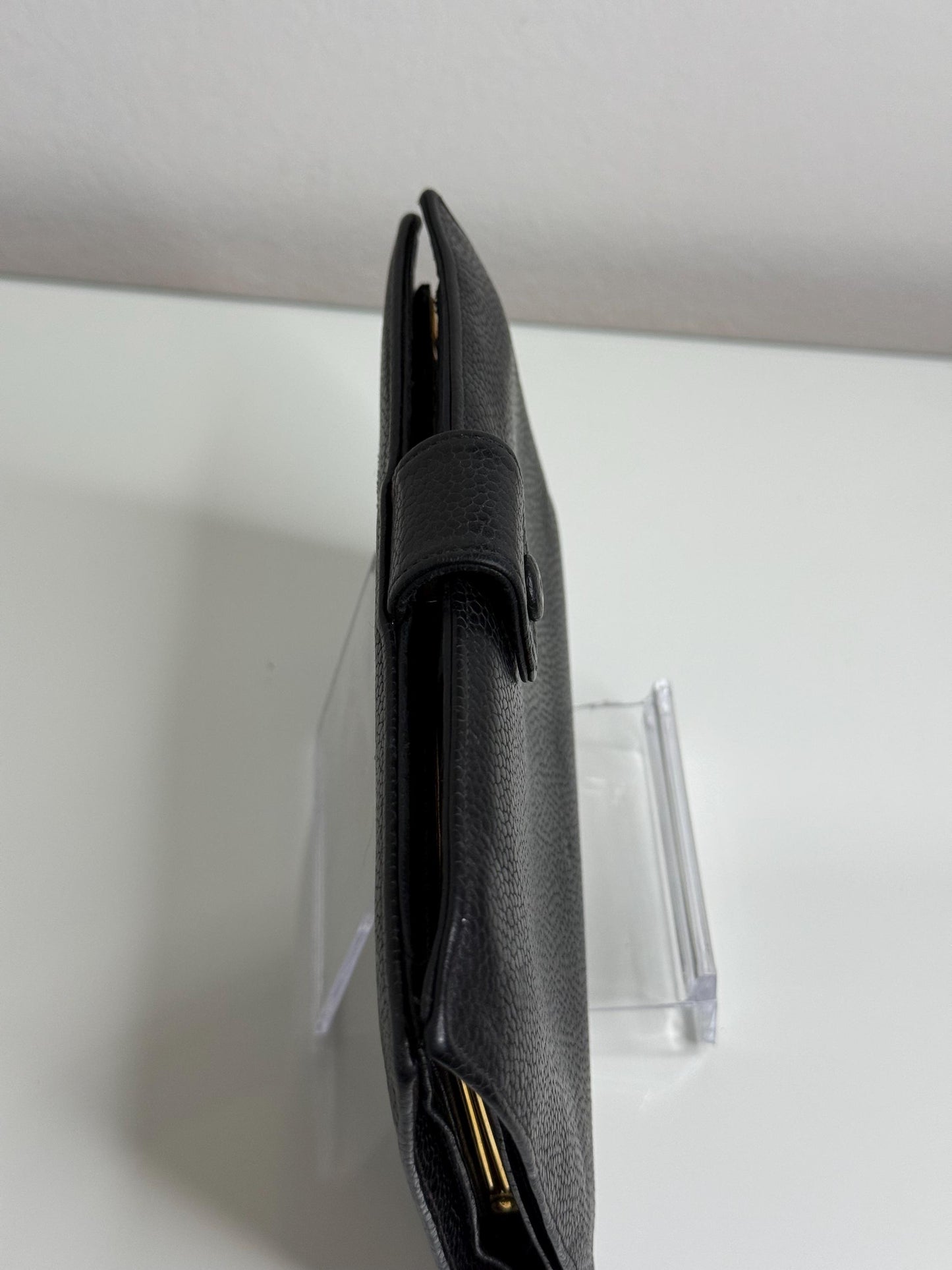 Chanel Coco Mark Black Caviar Leather Wallet