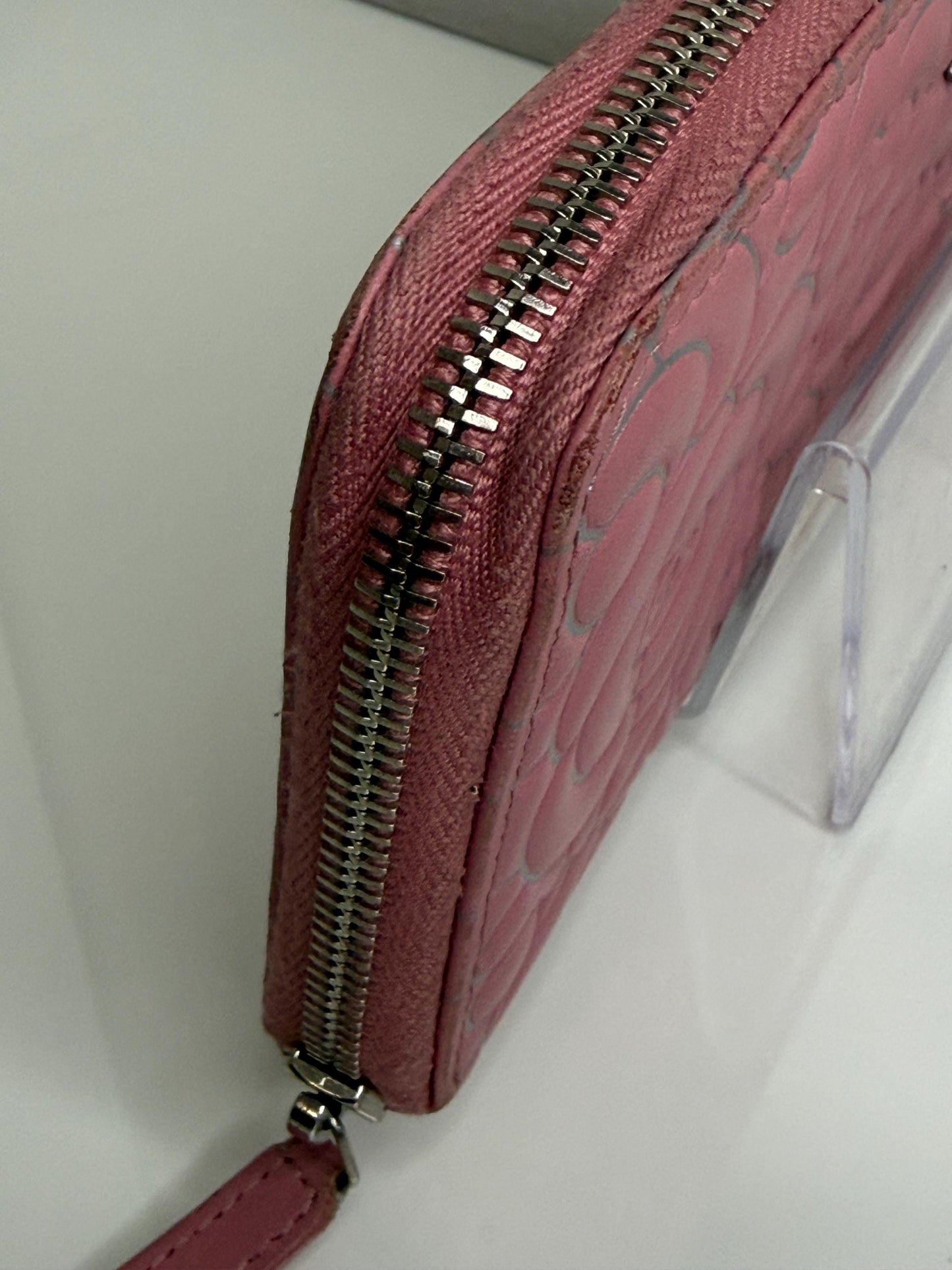 Chanel Pink Matelasse Embossed Lambskin Leather Zip Around Wallet