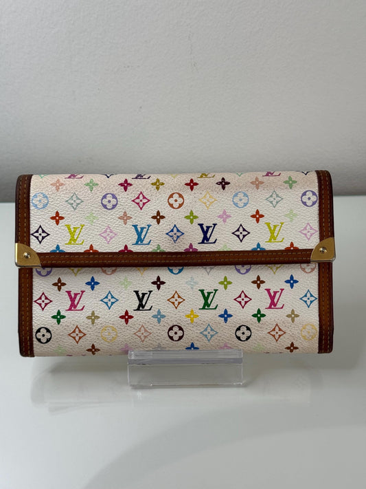 Louis Vuitton X Takashi Murakami Vintage International Long Wallet White