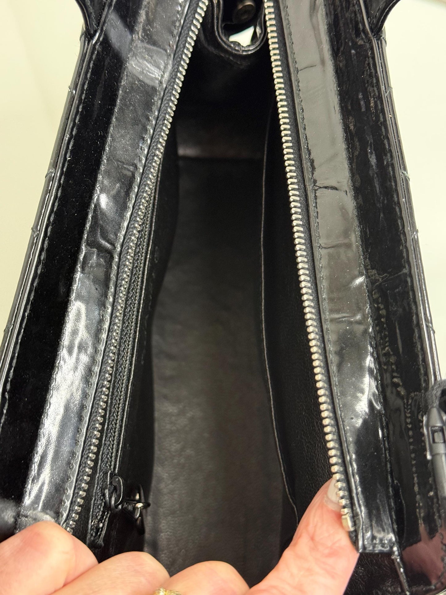 Chanel Black Patent Diamond Quilt Mini Tote Bag