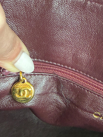 Chanel Vintage Burgundy Wine Quilted Lambskin Camera Bag  1986-1988
