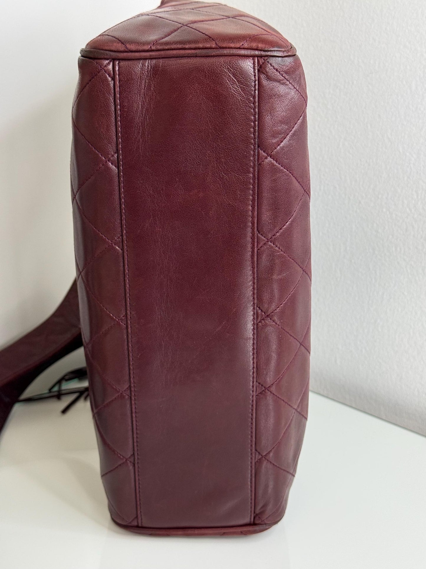 Chanel Vintage Burgundy Wine Quilted Lambskin Camera Bag  1986-1988