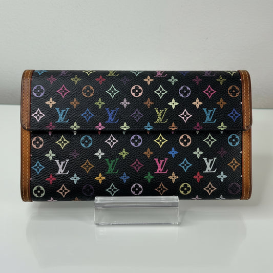 Louis Vuitton X Takashi Murakami Vintage International Long Wallet Black